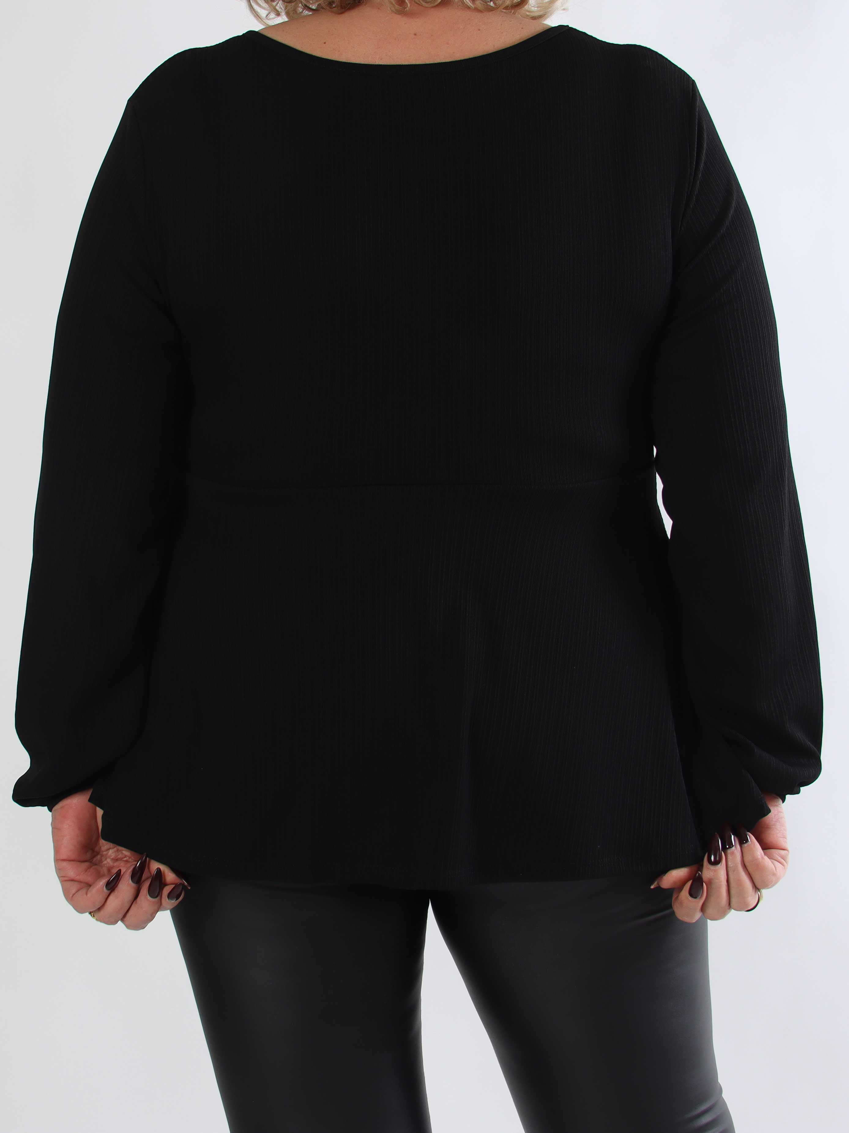 Katie - Sød langærmet plus size tunika med fin sløjfedetalje foran